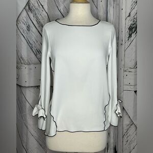 Zara Basic white blouse with black trim XS